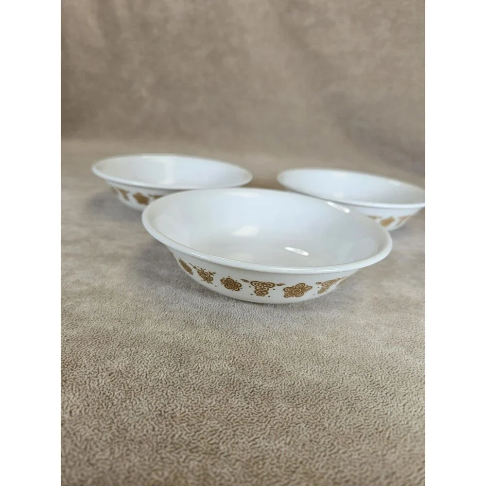 Set of 4 Corelle by Corning Butterfly Gold Cereal Bowls Soup Salad 6.25” Vintage
